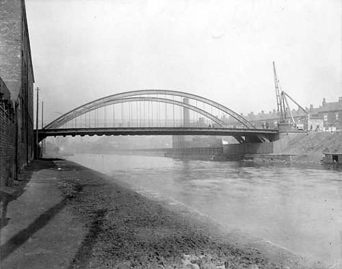 The first South Accommodation Suspension Bridge pictured from the riverbank